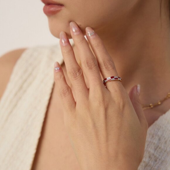 ❤️ Artisan Original Red Enamel & Gold Croissant Hoop Earrings | S925 - Picture 10 of 10